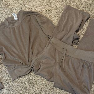 Cozy Brown Knit Sweater and Pants Set